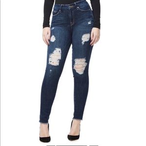 Good American Good legs distressed raw hem jeans
